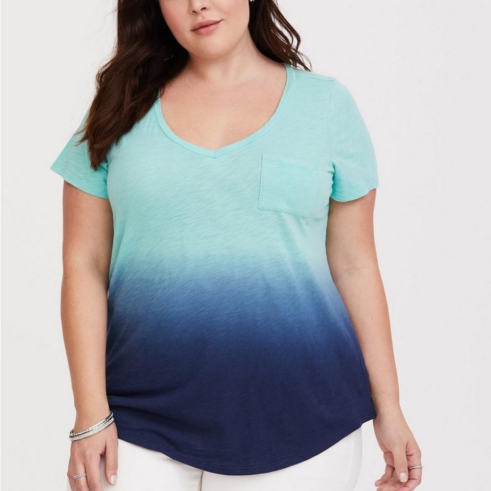 Torrid Classic Fit Heritage Slub V-Neck Dip-Dye Tee Sz 2